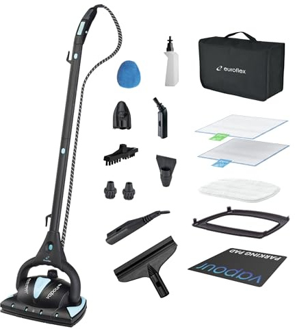 Euroflex Vapour Pro Steam Mop & All-in-One Steam Cleaner 20-Piece Set - Commercial Grade 295°F & 50 PSI - Good Housekeeping #1 Rated; Kills 99.9% Bacteria & Viruses (H1N1); 5-Year Warranty