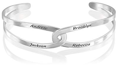 MYKA Personalisierte 'Hand in Hand' Armreif aus Sterling Silber 925 - Vergoldet - Schmuck Geschenk für Damen - Mutter - Freundin