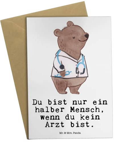 Mr. & Mrs. Panda Grußkarte Arzt Herz - Geschenk, dankeskarten, Arztpraxis, Mediziner, einladungskarten, weihnachtskarten, Grußkarten, Krankenhaus, Klappkarte