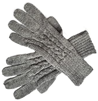 Posh Gear Alpaka Handschuhe Guantibrada Fingerhandschuhe Damen Herren aus 100% Alpakawolle, hell grau, Größe S