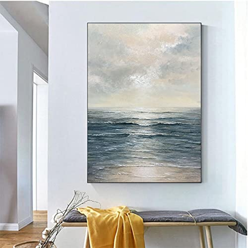 Leinwandbilder Malerei Dekoration Sea Dawn Moderne Kunst Wandbild Wohnzimmer Schlafzimmer Büro Hotel Hängendes Poster Wandkunst 80x110cm(31x43in) mit Rahmen