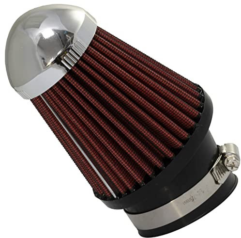 AERZETIX - C64449 - Filtre à air sport Ø63 mm universel - couleur rouge - pour voiture compétition tuning carrosserie auto moto décoration mécanique système d'admission d'air moteur