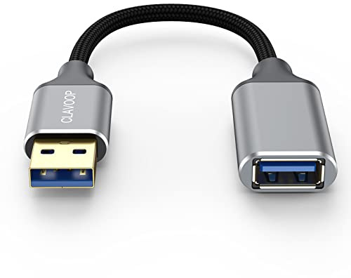 CLAVOOP 6 Inch USB 3.0 Extension Cable, USB A Male to Female Adapter, Compatible with USB Flash Drive, Printer, Camera, Mouse, Keyboard, Headset, Phone | USB A Male to Female Cord Braided Compatible with Flash Drive, Printer, Camera, Mouse, Keyboard, Headset, Phone