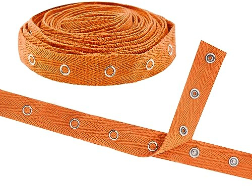 Mandala Crafts Metal Snap Tape for Sewing by Yard Snap Buttons for Clothes - Sew on Snaps Strips Fastener Tim for Clothing - 3 Yds Cotton Orange Snap Tape for Clothes