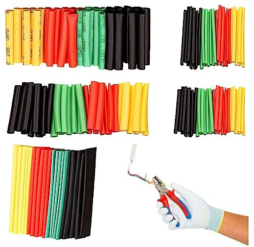 BNFGD 328 Pcs Heat Shrink Tubing kit, Heat Shrink Cable Sleeve, Heat Shrink Tubing, Electric Insulation Heat Shrink Wrap Cable Sleeve, for Electrical Mechanical Wire Protection 4 Colors in 8 Size