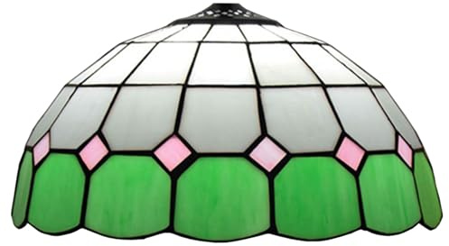 BOTOWI 12-Zoll-Lampenschirmersatz, nur Tiffany-Stil Buntglas-Lampenschirm Grün Mediterrane Lampenabdeckung Zubehör, passend für Tischlampe, Pendelleuchte, Deckenleuchte,Rosa