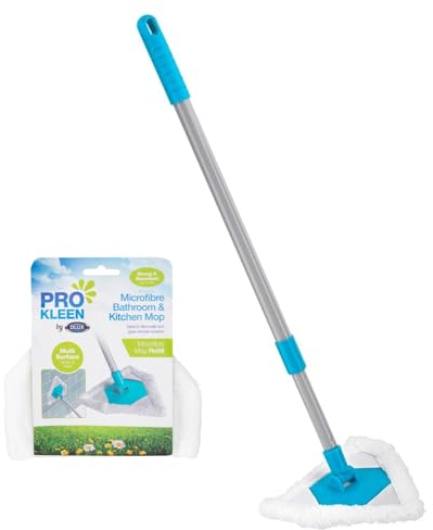 HOMESHOPA Triangle Cleaning Mop, 180° Rotatable Adjustable Microfiber Dust Mop, 76-85cm Extendable Long Handle Dry & Wet Cleaner for Home, Kitchen, Bathroom, Floor, Ceiling, Window (With Refill)