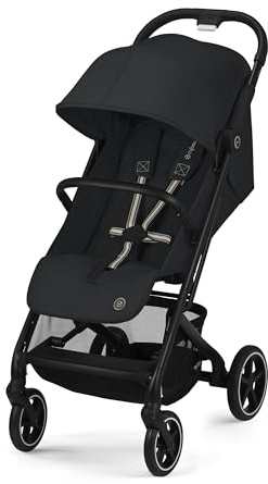 Cybex Gold Kinderwagen Beezy mit One-Pull Harness, Ab Geburt bis ca. 4 Jahre (max. 22 kg), Kompakt und ergonomisch, Magic Black (Schwarz mit schwarzem Rahmen)