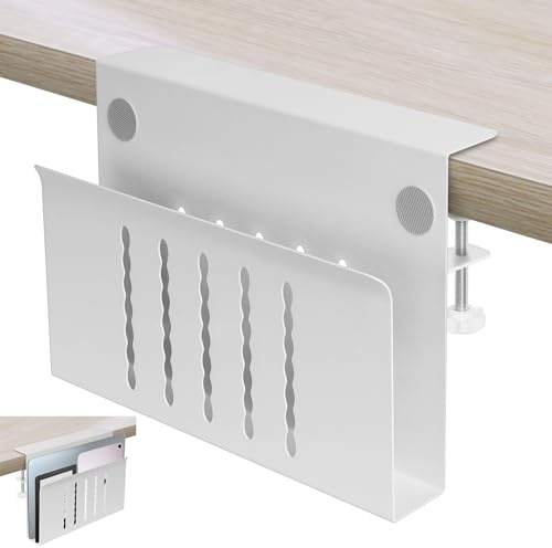 Förvaring Under Skrivbord, Ingen Borrning i Stål Hängande Skrivbordsförvaring, Laptophållare för Kontor Och Hem (Vit)