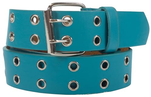 SCAMODA Doppelloch Nietengürtel mit Leder für Damen und Herren, Ösengürtel, versch. Farben, Größen, Breiten
