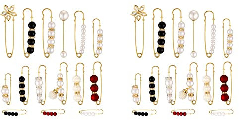 Haopeuk 30 Stücke Pullover Clips, Strapazierfähige Sicherheits Nadeln, Faux Weiße Perle, Brosche, Kleid Clip, Hut, Schal, Strass Emaille Stifte