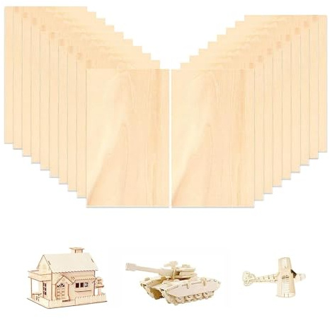 20 fogli di legno di tiglio, 200 x 100 x 2 mm, pannelli in legno di balsa con superfici lisce, fogli di balsa grezzi grezzi