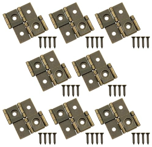 Lovelysp Bronze Folding Double Hinges Folding Screen Gate Hinges 360 Degree Rotation Iron Hinge Equipped with mounting Screws (Bronze) -8pcs