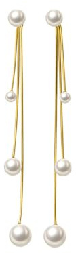 QKEPCY Boucles d'Oreilles Femme Argent 925 Créoles Perle Pendantes plaquées Or Longues Boucle d Oreille Perles Blanches Hypoallergénique Cadeau Bijoux d'Anniversaire