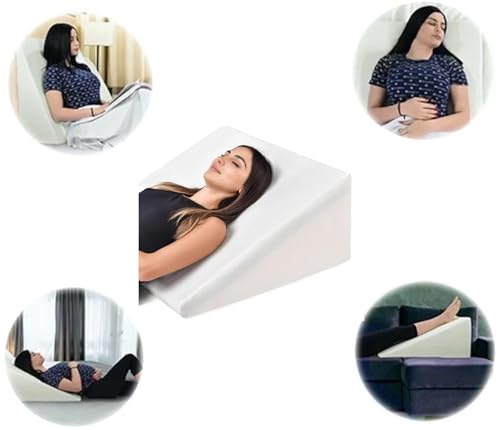 BUY ALL HERE Coussin triangulaire pour adulte - Pour dormir, lire, chirurgie, douleurs aux jambes, genoux et hanches - Améliore la circulation sanguine - Blanc - 51 x 46 x 28 cm