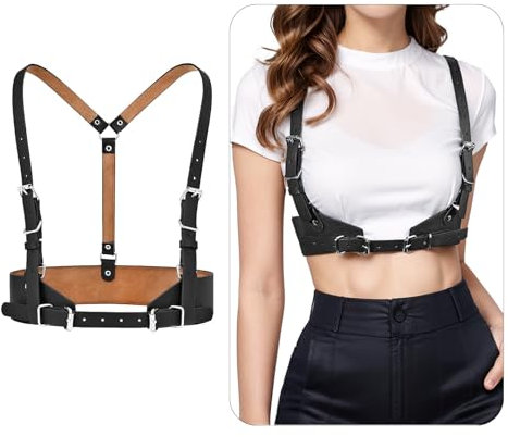 XDGBGFN Damen Taillengürtel PU-Leder Gürtel für Damen, Kettengürtel Korsett Corset, Verstellbar, Gothic Zubehör, für Kostüm (S), Schwarz