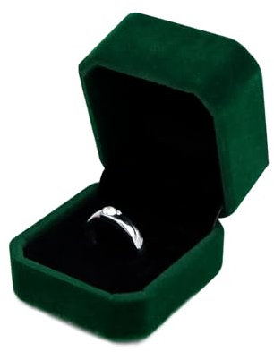 WisePoint Ringschachtel, Samt Schmuck Geschenkbox Achteckige Schmucketui Klein für Hochzeit, Elegante Ring Box für Ringe, Ohrstecker, Mini Broschen (grün)