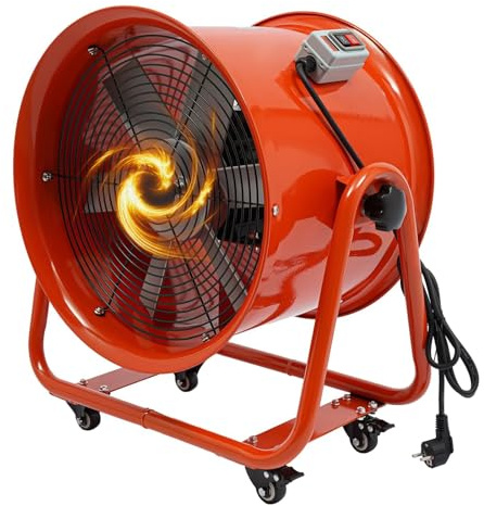 VonVVer Bauventilator Ø400mm - Baugebläse 1100W 13600m³/h Baulüfter Gebläse 2800r/min Axiallüfter Axialgebläse 75dB Bautrockner Baulüfter