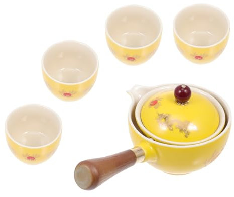 Cabilock Tetera De Cerámica Con Asa Juego De Chino Taza Giratorio 360° Duradero