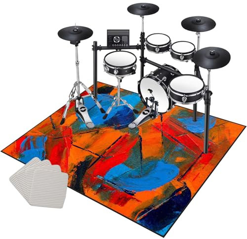200 x 180 cm Drum Teppich Schlagzeug Teppich Schallschutz Teppich Schallschutzmatte rutschfeste Trommel Teppiche Schallschutzdecke für Bass Drum Snare, rutschfest Schalldicht Schlagzeugteppich