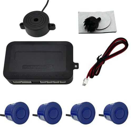 Sensor De Aparcamiento Kit De Sensor De Estacionamiento para Automóvil con 4 Zumbadores Y Radar Marcha Atrás Universal Alerta Sonora Kit De Sensor De Aparcamiento(Azul)