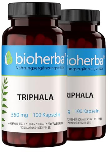 Triphala Kapseln – 200 Stück mit 350 mg pflanzlichem Extrakt und Chrom von BIOHERBA PZN 17192363
