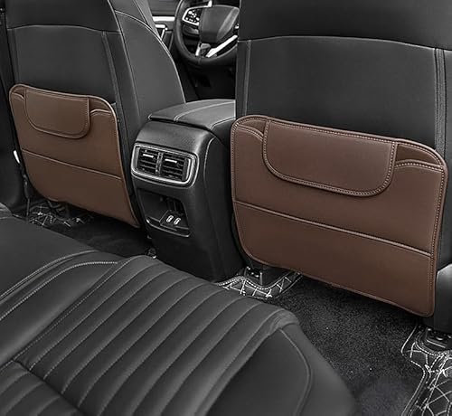 2 Stück Autositz Rückenlehnenschutz für Mini Hatch (F55) 5-Door 2018-2025, Auto wasserdichte Rückenlehnenschutz Mit Taschen Schmutzabweisend Zubehör,Brown
