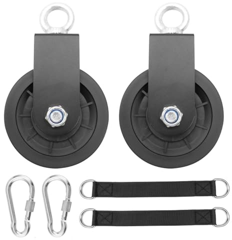 Gorise Sistema di carrucole da 2 pezzi con moschettone per cinghia di sospensione, ruota girevole per puleggia per fitness per fai da te LAT Pulldown e macchina per cavi di