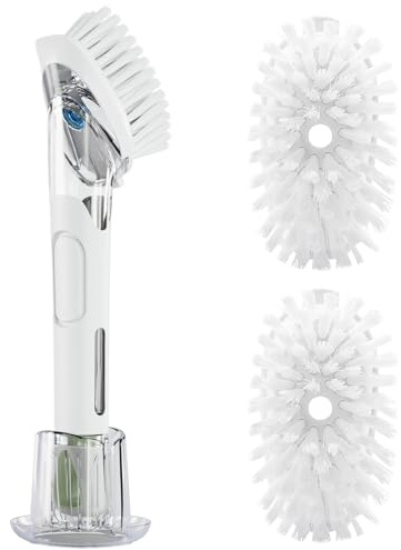 RIMAY Soap Dispensing Dish Brush Set with 2 Brush Refills and Holder
