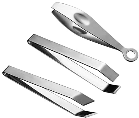 Healvian 3pcs Stainless Steel Poultry Hair Tweezers Set Hair Removing Pliers Flat Angled Tips Fishbone Tweezers for Cooking and Food Preparation