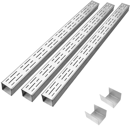 Wzmazingly Kit De Canaleta De Desagüe Exterior Estrecho, Canal De Drenaje De Acero Inoxidable 304 Con Conectores De Extensión, Para Jardín, Patio Y Entrada(3 Pack,100x10x5cm)
