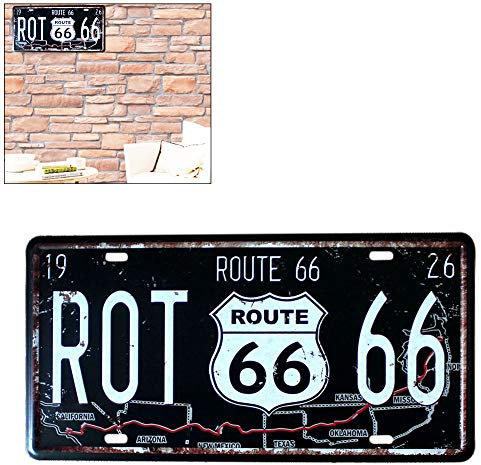 Culnflun Route 66 USA R66 License Plate Vintage Metal Sign Auto Wall Decor Garage Home Bar Cafe Retro Iron 30X15 CM