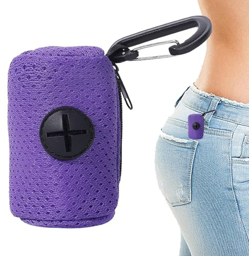Dispensador De Bolsas De Caca De Perro - Adjunto De Correa De Tela De Malla Con Cremallera | Soporte De La Bollsa De Residuos Portátiles Para Perros | Elegantes Suministros Para Mascotas Para Caminar,