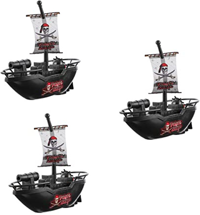 YARNOW Bateau Pirate Électrique Jouet Garçon Et Filles Petit Taille Plastique Solide Flottant Jeu Bain Ensemble De 3 Pièces Présent Anniversaire Piscine