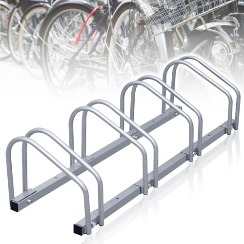 Jaxguom Fahrradständer Boden für 4 Fahrräder, 30cm Radabstand 35-55mm Reifenbreite rostfreier Stahl selbstsichernde Schrauben Boden oder Wandmontage Mehrfachständer Fahrradhalter Aufstellständer