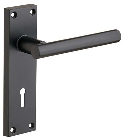 Designer Levers T-Bar Straight Lever Lock Door Handle, Matte Black