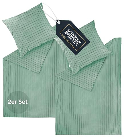Vackra hem flanell sängkläder 135 x 200 bomull grön – lyxiga gosiga varma fluffiga sängkläder set 4 delar ekologisk – 2 påslakan och 2 örngott 80 x 80 cm – höst och vinter