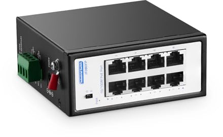 Commutateur Industriel Mini PoE+ à 8 Ports, Fast Ethernet 10/100 Mbps, Montage sur Rail DIN et Mural, Non géré IP30 (-40 à 185 °F) Commutateur PoE Industriel renforcé YuLinca