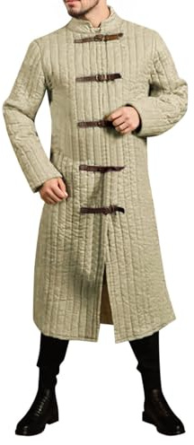 Generisch Manteau pour homme - Épais - Rembourré - Hiver - Gambeson - Vêtements Viking - Veste d'acétone - Manches longues - Costume de théâtre médiéval - Jupe de marche victorienne - Costume de