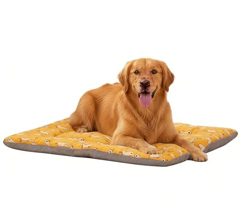 Dogat Hundematte Für Große Hunde Wendbar Waschbar 100 × 73 cm | Weiche Liegefläche Mit Plüsch Und Baumwoll-Leinen, Für Hundebox, Auto Und Zuhause, Komfort Für Jede Jahreszeit