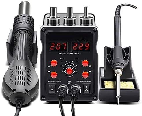 Soldering Station 2 in 1 8586D, Digital ABS Hot Air Rework Station with Adjustable Temperature 100-480℃, LED Display