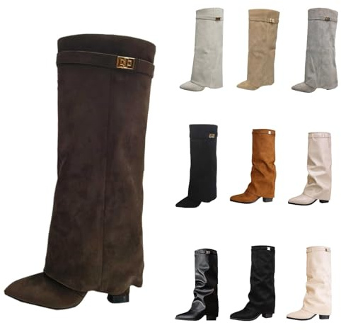 LXGKEKSKG Botas por encima de la rodilla para mujer, botas de tiburón, botas negras, botas holgadas, puntiagudas, tacón de plataforma, botas largas hasta la rodilla, botas altas de invierno, cálidas