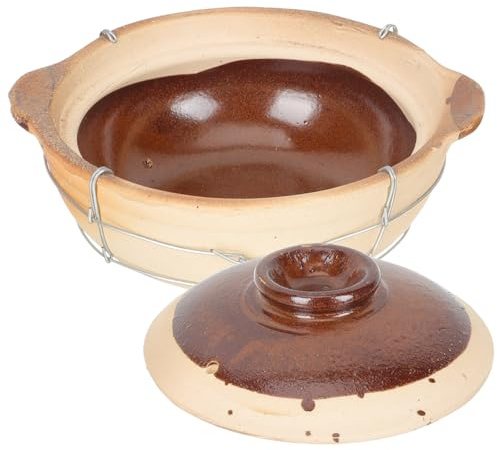 Kichvoe Casseruola di Terracotta 0,5l con Manico Singolo, Pentola per Stufati e Zuppe da Cucina Domestica, Superficie Liscia Antiaderente, per Pasti Casalinghi Stile Casuale