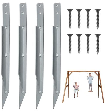 Ancrages pour balançoire, ancrages au sol en métal avec vis, accessoires d'arrimage, piquets de trampoline à vent élevé pour jardin et abri de jardin
