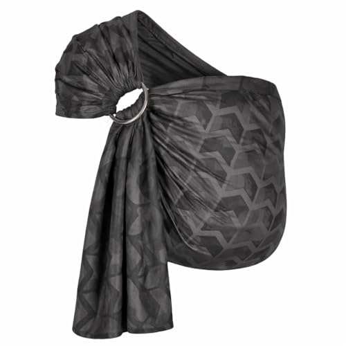 Hoppediz Ring-Sling Babytragetuch ab Geburt, Amsterdam Black | Ergonomisches Tragetuch mit Ringen für schnelles Anlegen, inkl. Anleitung