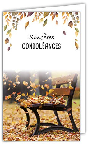 24-1015-A Carte Sincères Condoléances Format 16x9,5cm avec Enveloppe Blanche Décès Deuil Paysage Paisible Soleil Couchant banc Paix Eau Herbe Graminée Fabriqué en France