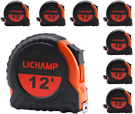 LICHAMP Tape Measure 12 ft, 8 Pack Bulk Easy Read Measuring Tape Retractable with Fractions 1/8, Measurement Tape 12-Foot by 1/2-Inch