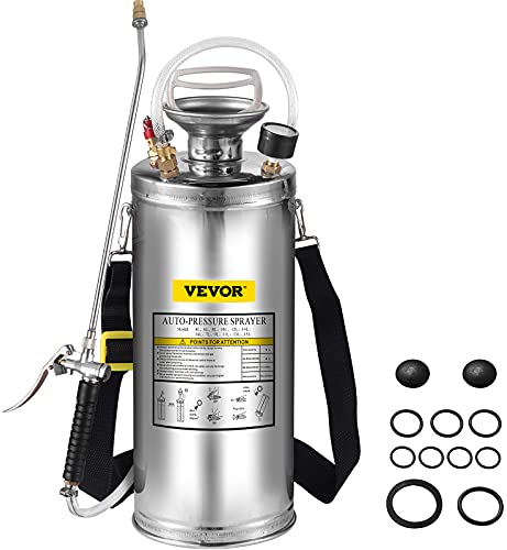 VEVOR 8L Spruzzatore INOX Giardino Nebulizzatore per Giardinaggio Domestico e Pulizia a Pavimento Adatto alle esigenze attuali dell'industria, dell'agricoltura, del commercio, della medicina ecc