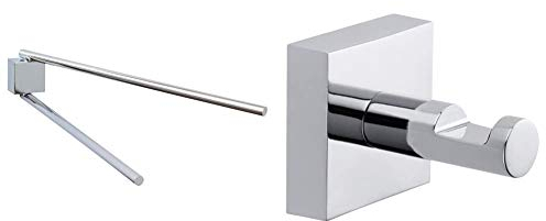 tesa® ekkro Handtuchset, Handtuchhalter und zwei Handtuchhaken, verchromt, inkl. Klebelösung, hohe Haltekraft, garantiert rostfrei