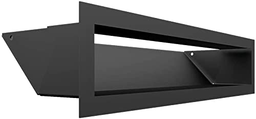 KRATKI Lüftungsgitter Luft | Warmluftgitter 9 x 40 cm | Schwarz | Abluftgitter für Kamin Belüftung | Lufteinlass in einem Winkel von 45 Grad | überhitzungbeständig | Ideal für Moderne Innenräumen
